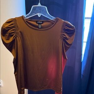 Express Women's Elegant Brown Puff Sleeve Blouse